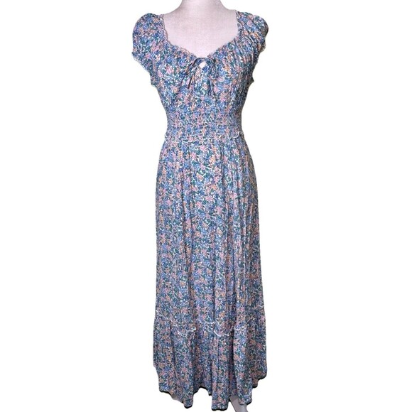 Old Navy Women’s Floral Maxi Dress Cottagecore Prairie Smocked Waist Boho Sz XS - Picture 1 of 8